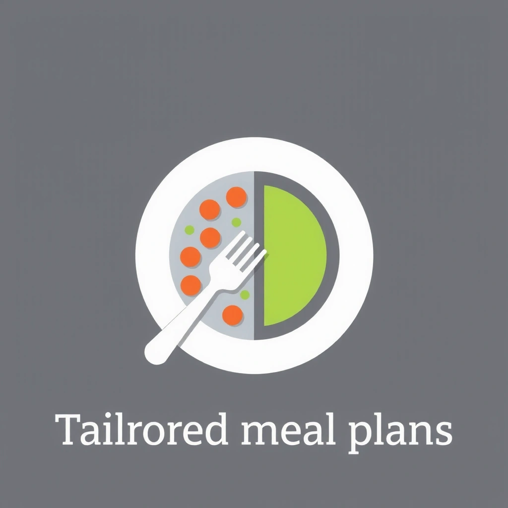 Icona di un piatto equilibrato e una forchetta, rappresentante piani alimentari su misura