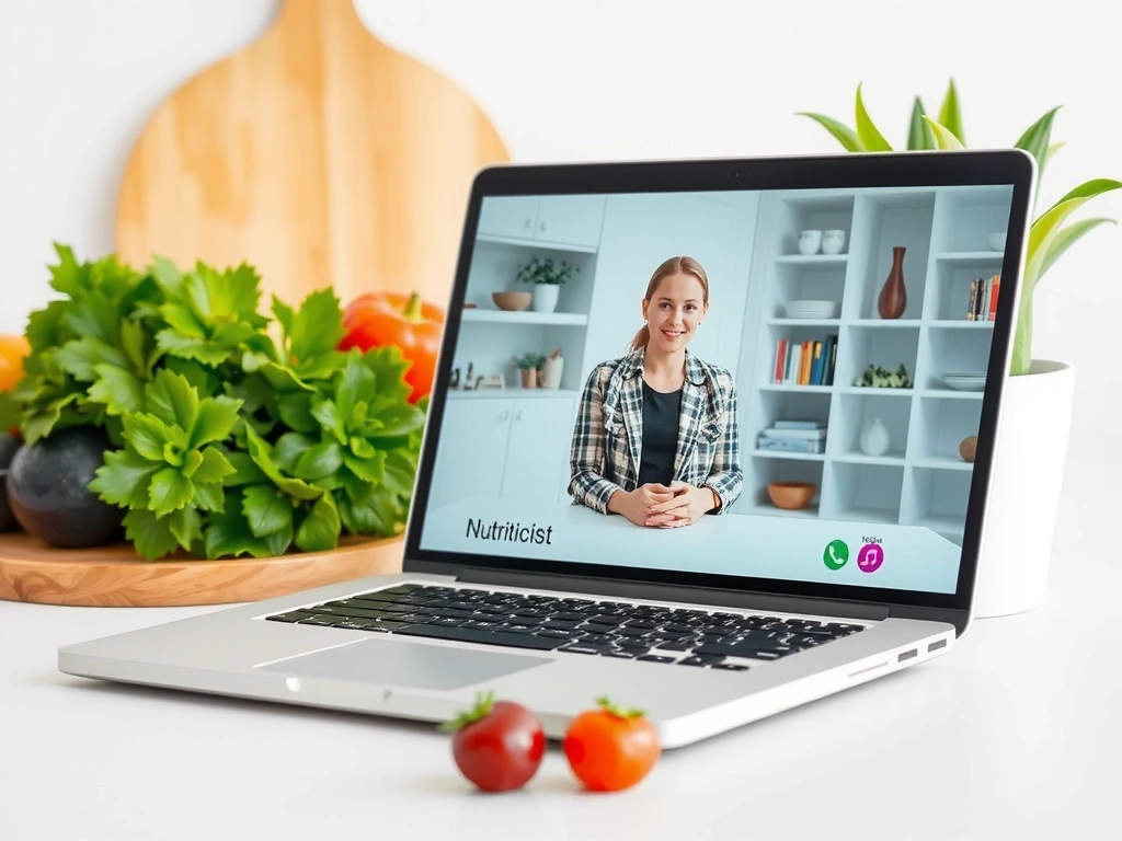 Schermo di laptop con interfaccia webinar e elementi sani