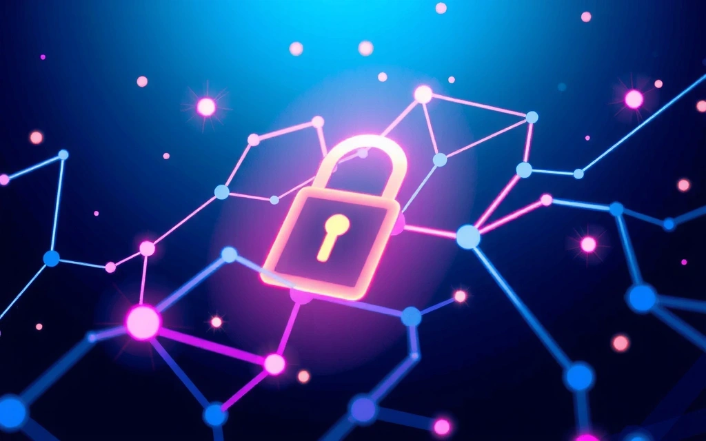 Abstract representation of intellectual property rights with a padlock and digital patterns