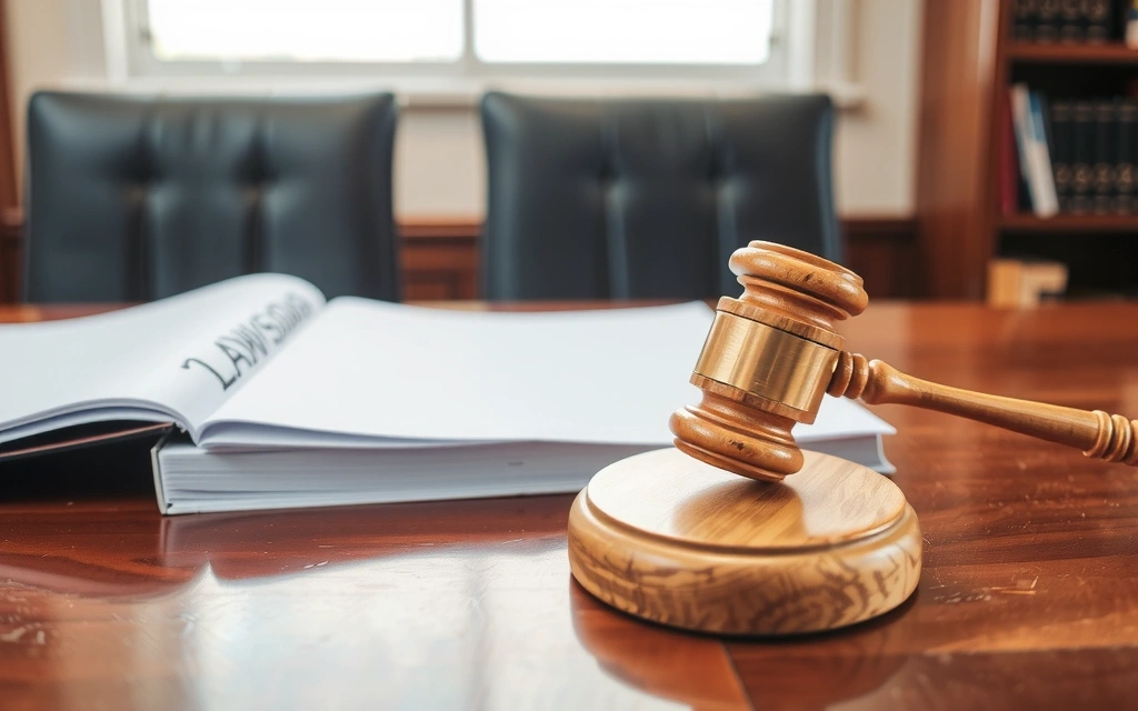 Gavel on a wooden desk with legal documents, symbolizing jurisdiction and dispute resolution