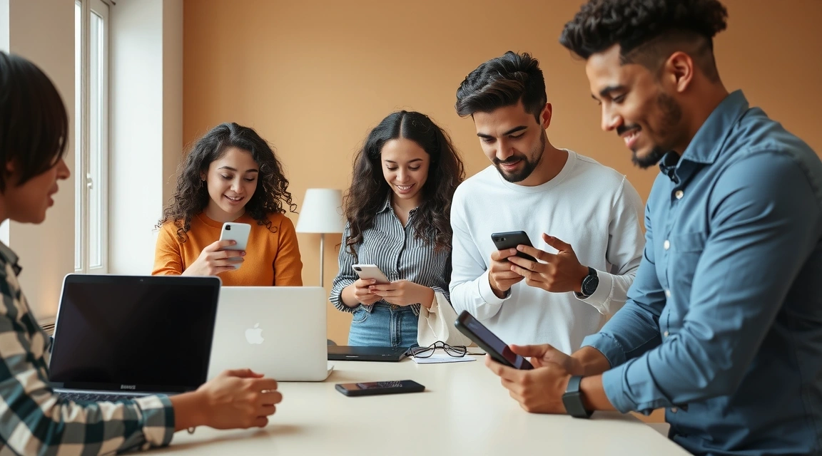 People interacting with online content, showing responsible digital citizenship